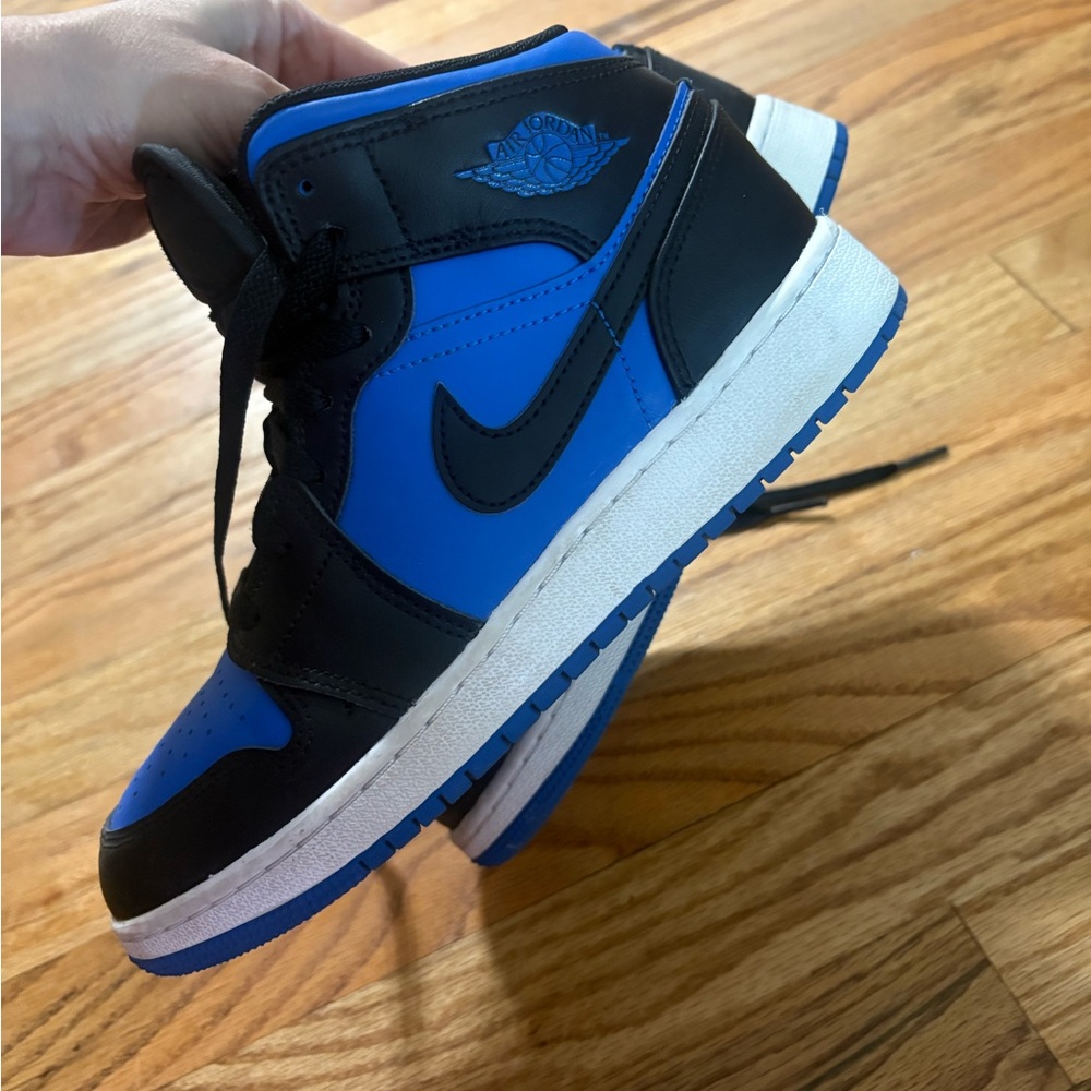 Nike Black and Blue air Jordan’s size youth 5Y